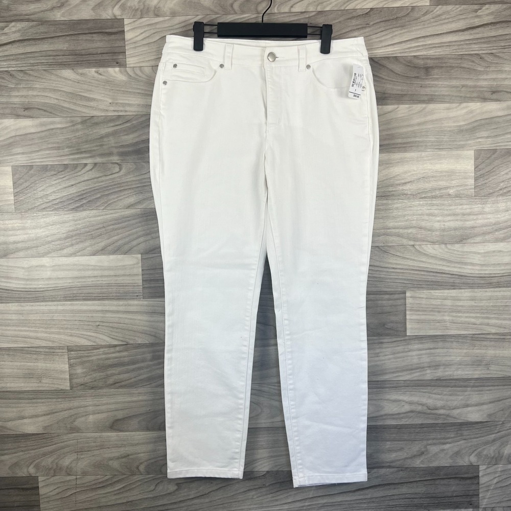 Christopher & Banks Jeans Women's 8 White Denim Straight Leg Light Wash Preppy